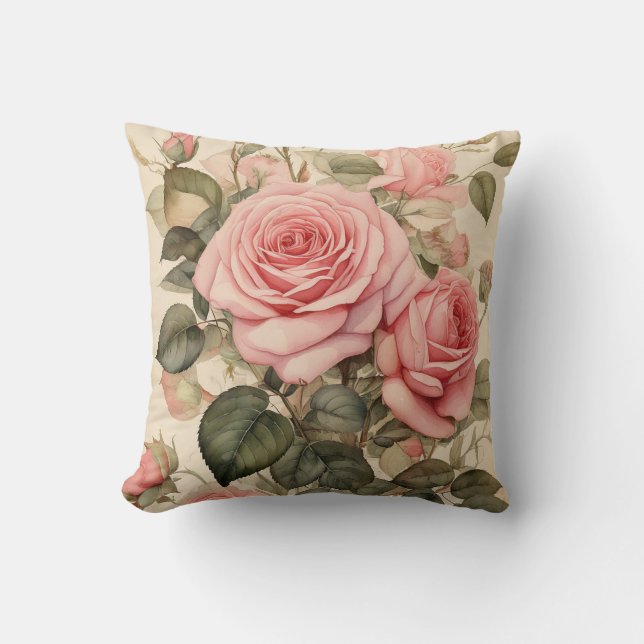 Pink Rose Kudde (Framsida)