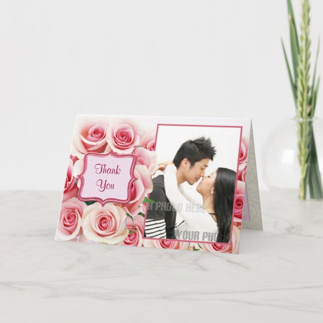 Pink Rose Romans - Tack Kort (Framsida)