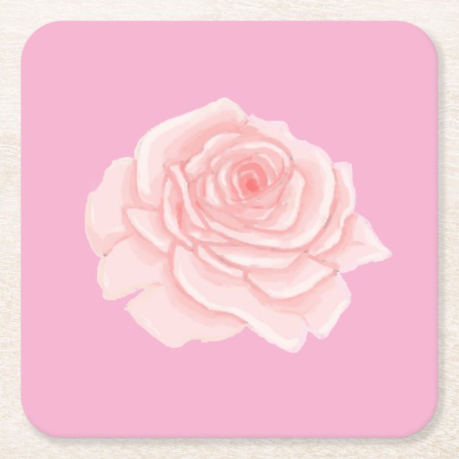 Pink rose underlägg papper kvadrat (Framsidan)