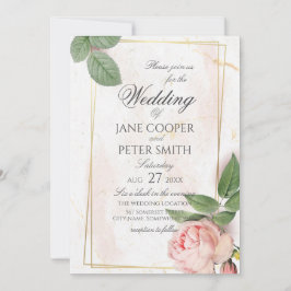 Pink rose Wedding Invitation Inbjudningar