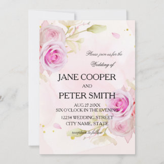 Pink roses arrangement Wedding Invitation Inbjudningar
