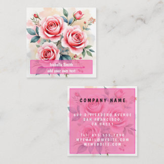 Pink Roses Beautiful Luxury Modern Collection Fyrkantigt Visitkort
