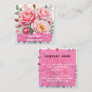 Pink Roses Beautiful Luxury Popular Collection Fyrkantigt Visitkort