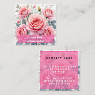 Pink Roses Beautiful Luxury Trendy Collection Fyrkantigt Visitkort