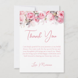 Pink Roses Bridal Shower Thank You Card Inbjudningar