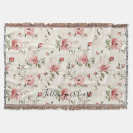 Pink Roses Floral  Filt
