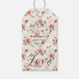 Pink Roses Floral Love Bridal Shower Presentetikett