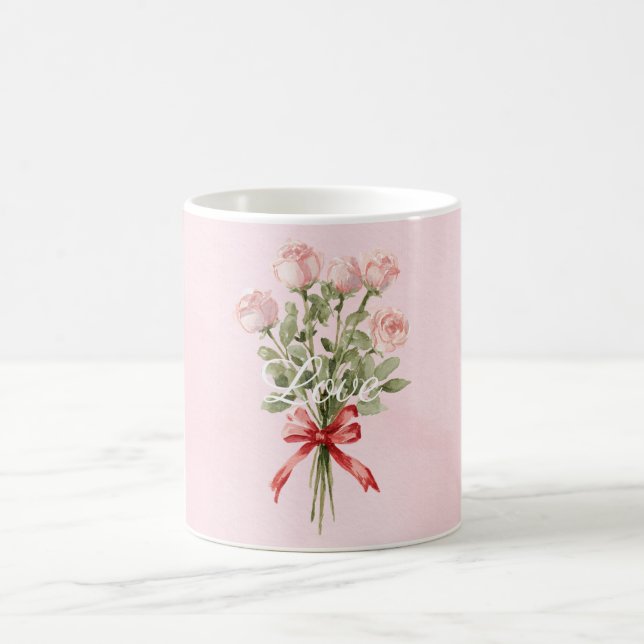 Pink Roses Floral Love Kaffemugg (Center)