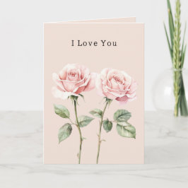 Pink Roses Floral Love Kort