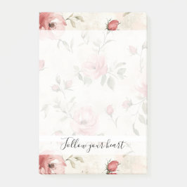 Pink Roses Floral  Post-it Block