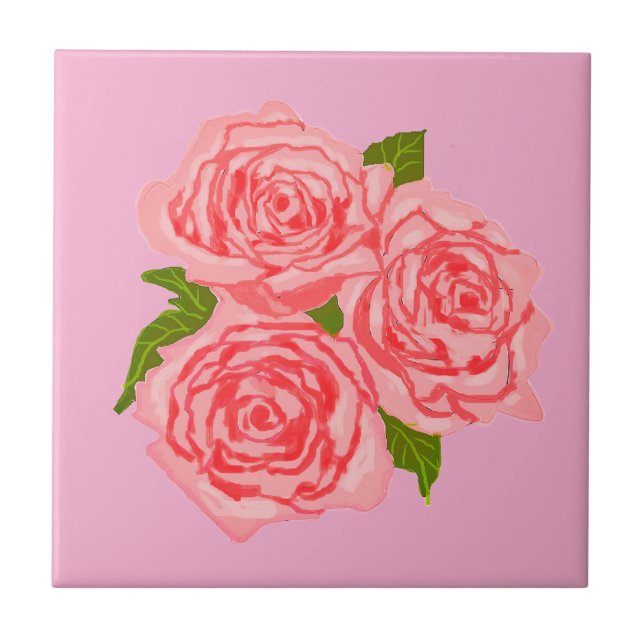 Pink roses kakelplatta (Framsidan)