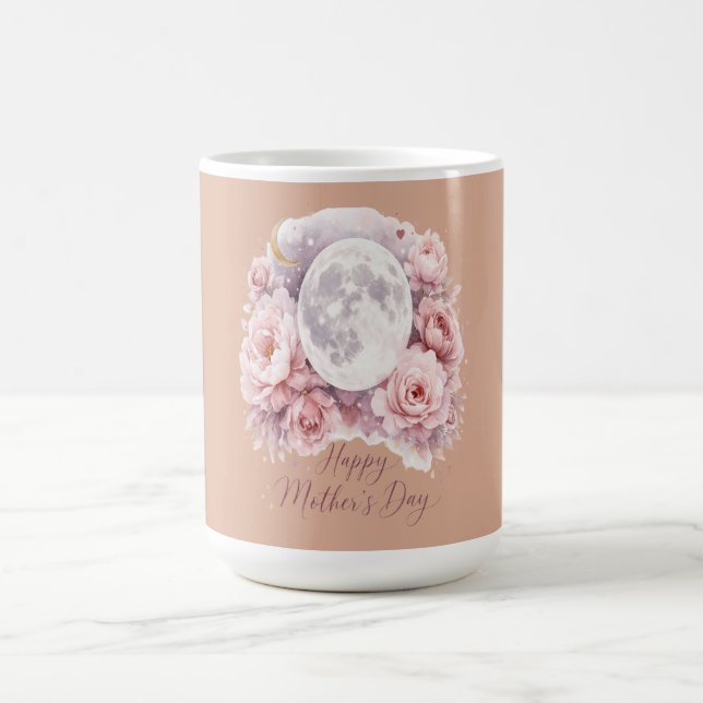 Pink Roses Moon Mug, Mother's Day Gift Dusty Rose  Kaffemugg (Center)