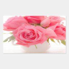 Pink roses | mothersday | birthday | rektangulärt klistermärke