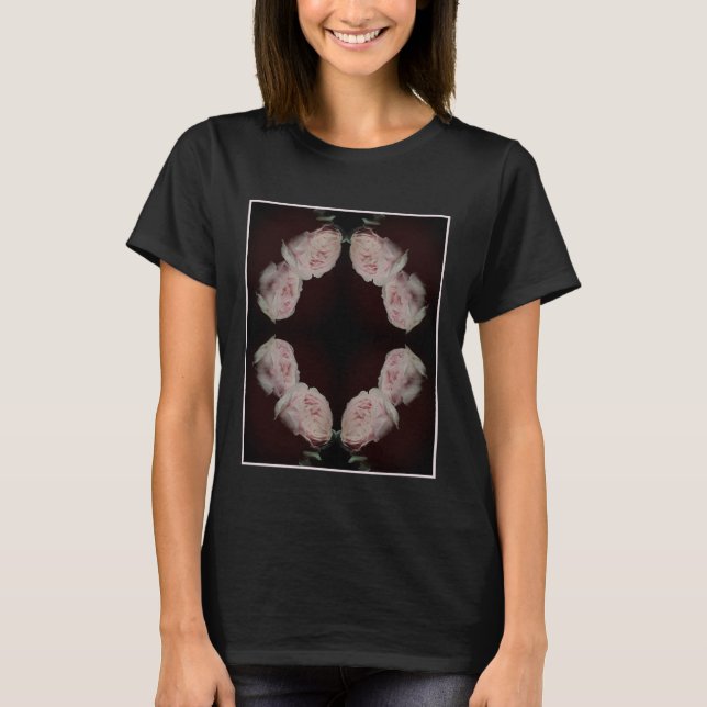 Pink Roses Pair Vintage Abstract T Shirt (Framsida)