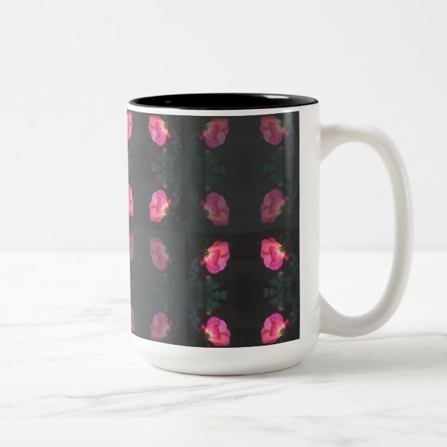 Pink Roses Pattern Två-Tonad Mugg (Höger)