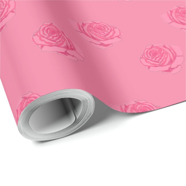 Pink roses presentpapper (Rullad Hörn)