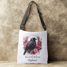 Pink Roses Raven Axelväska