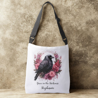 Pink Roses Raven Axelväska