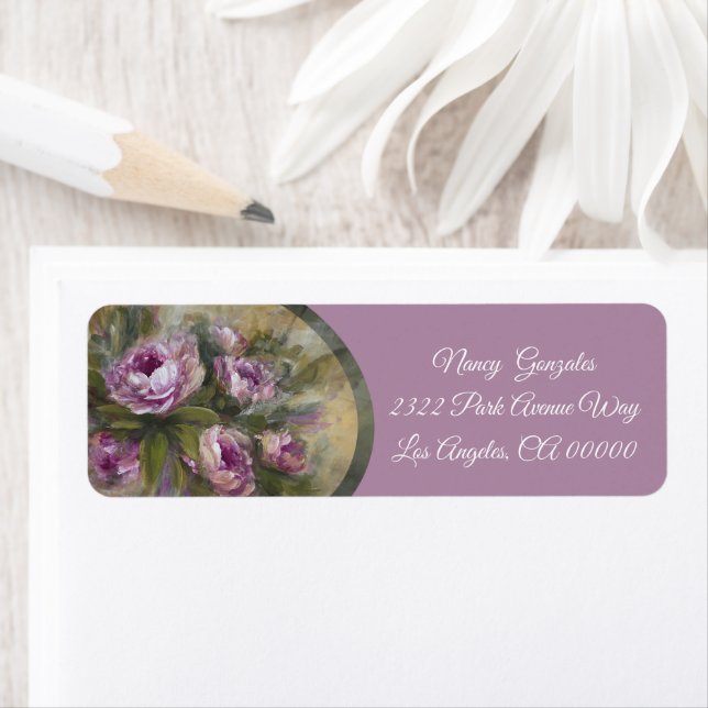 Pink Roses Returadress Etikett (Insitu)