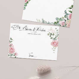 Pink Roses Script Advice And Wishes Graduation Tilläggskort