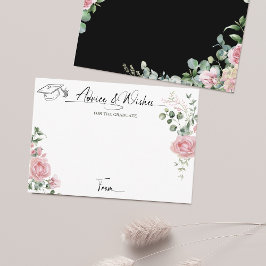 Pink Roses Script Advice And Wishes Graduation Tilläggskort