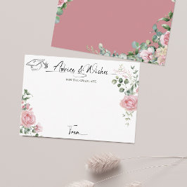 Pink Roses Script Advice And Wishes Graduation Tilläggskort