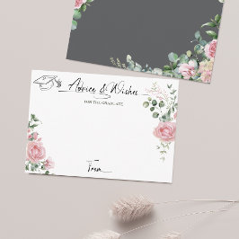 Pink Roses Script Advice And Wishes Graduation Tilläggskort