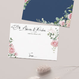 Pink Roses Script Advice And Wishes Graduation Tilläggskort