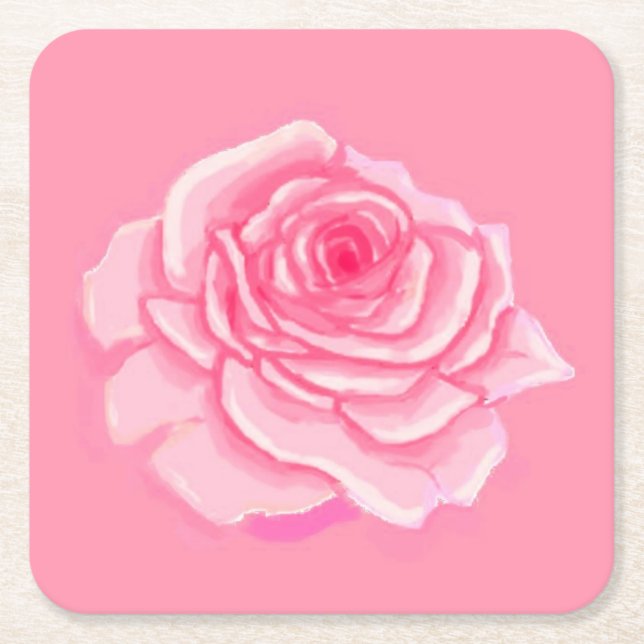 Pink roses underlägg papper kvadrat (Framsidan)