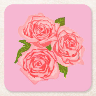 Pink roses underlägg papper kvadrat