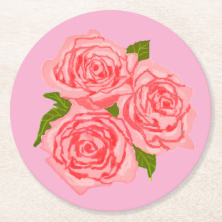 Pink roses underlägg papper rund
