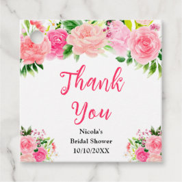 Pink Roses with Foliage Bridal Shower Gåvor Etiketter
