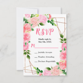 Pink Roses with Foliage Wedding OSA Kort