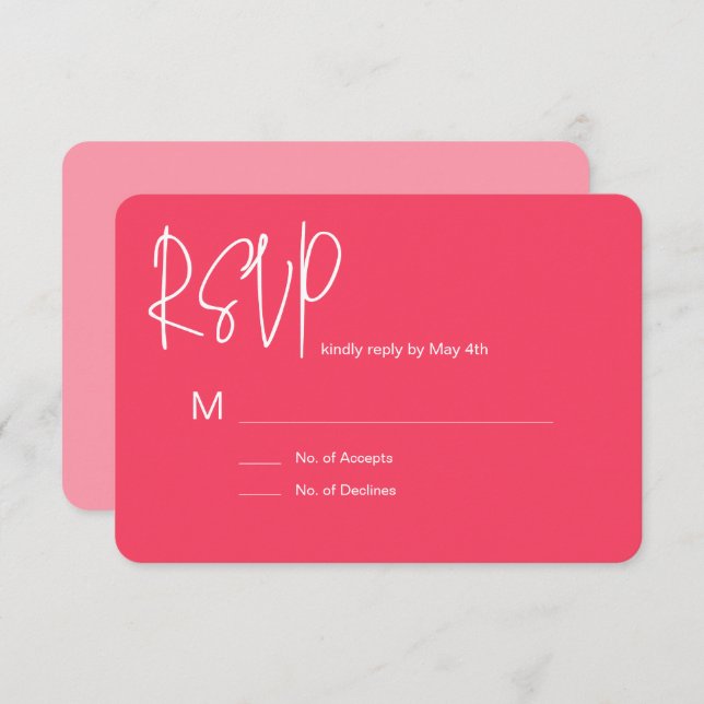 Pink RSVP Card OSA Kort (Fram/baksida)