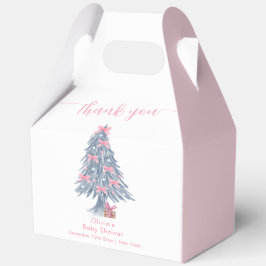 Pink Rustic Winter Bow Christmas Tree Baby Shower Presentaskar