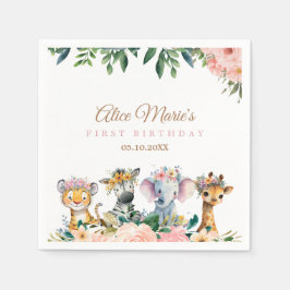 Pink Safari Theme Birthday Party Pappersservett