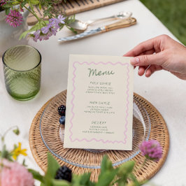 Pink Sage Whimsical Handwritten Menu Meny