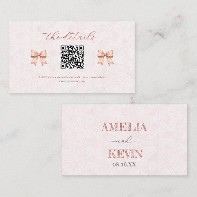 Pink Sakura Ribbon – Japanese-Inspired Placeringskort (Fram/baksida)