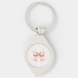 Pink Sakura Ribbon – Japanese-Inspired Swirl Silverfärgad Nyckelring