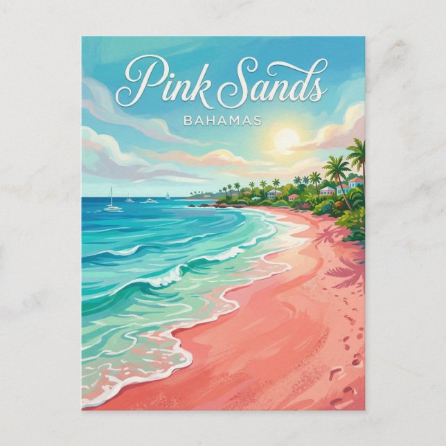 Pink Sands Beach Bahamas Vykort (Framsida)
