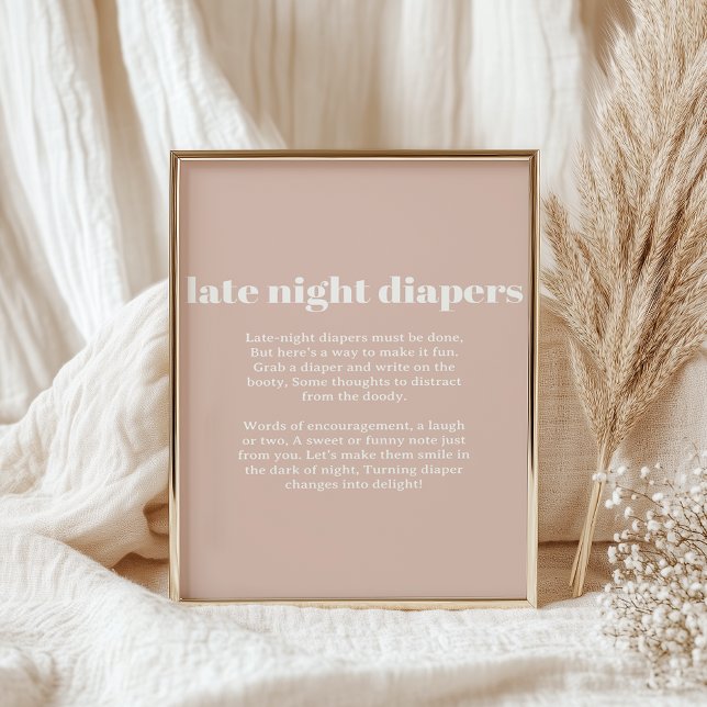 Pink Sandstone Typography Baby Late Night Diaper Poster (Skapare uppladdad)