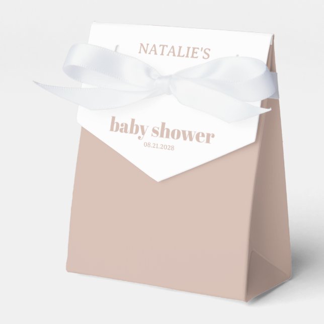 Pink Sandstone Typography Baby Shower Presentaskar (Framsidan Sidan)