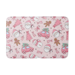 Pink Santa Christmas Bath Mat Badrumsmatta