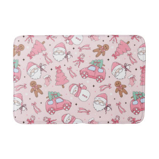 Pink Santa Christmas Bath Mat Badrumsmatta