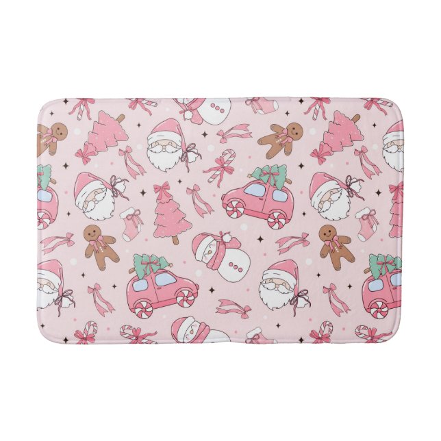Pink Santa Christmas Bath Mat Badrumsmatta (Framsidan)