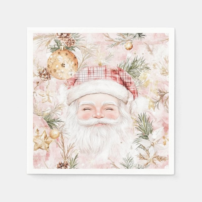 Pink Santa Christmas Pappersservett (Framsidan)