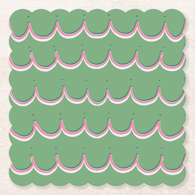 Pink Scallops Coaster Underlägg Papper (Framsida)