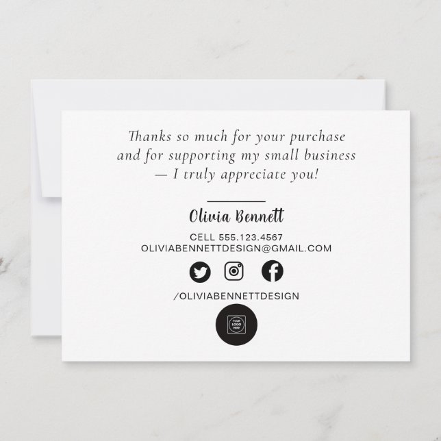 Pink Script Business Thank You Note Card Tack Kort (Baksida)