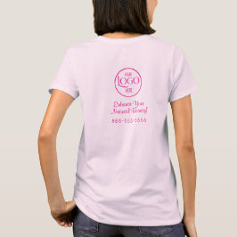 Pink Script Employee Name Business Logo T-Shirt