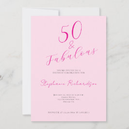 Pink Script Fifty and Fabulous 50th Birthday Party Inbjudningar
